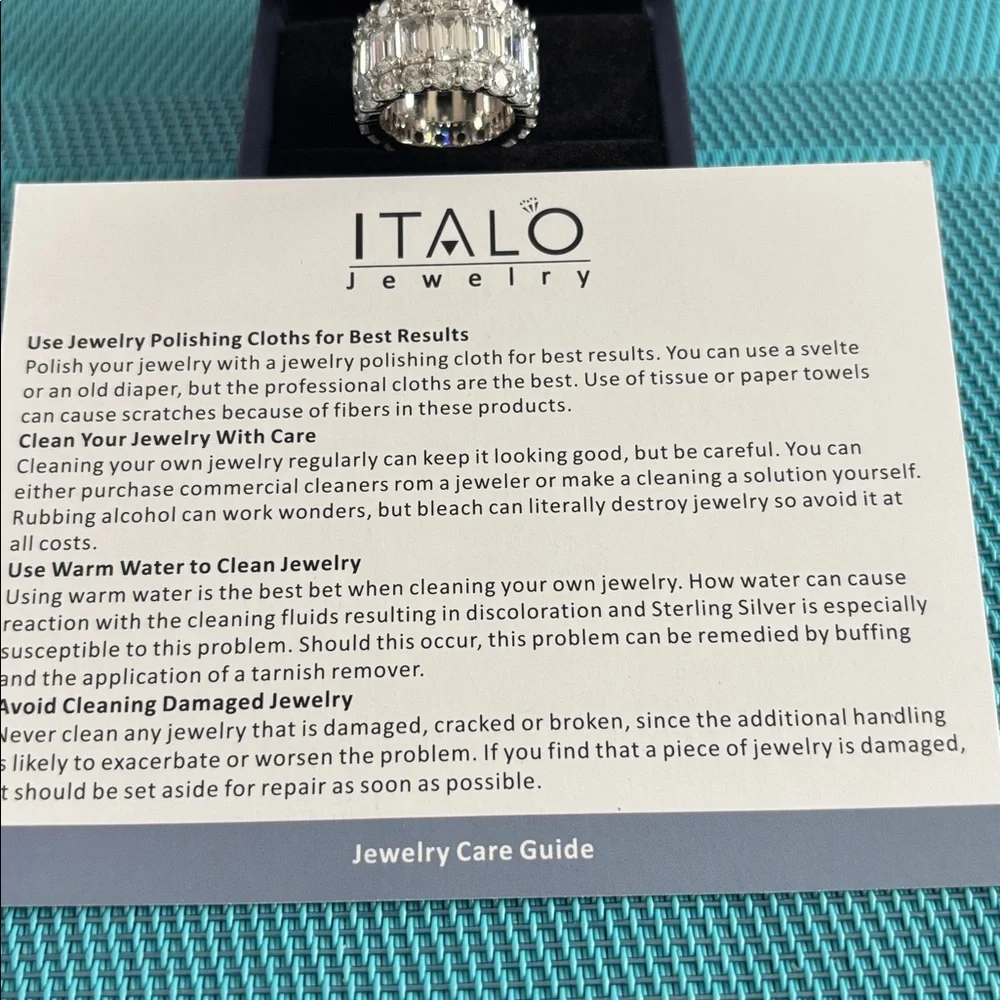 Italo jewelry eternity ring. Sterling silver, white sapphire. Size 6. - Picture 3 of 5